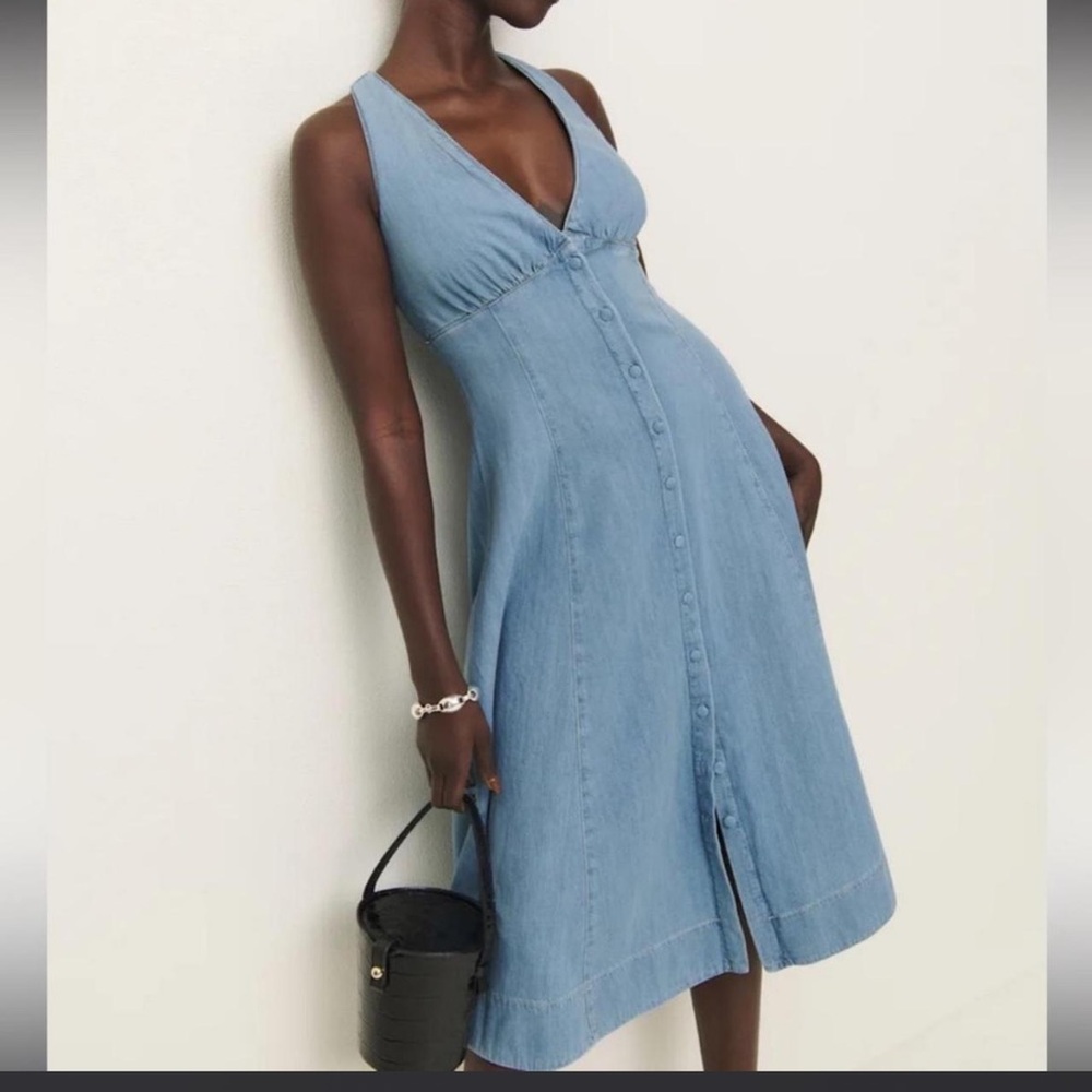 Reformation blue Sebastien midi dress Size 4